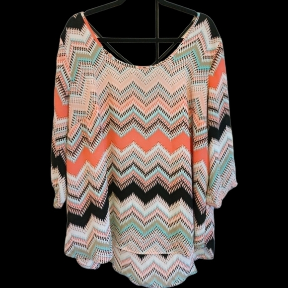 Maurices western boho style blouse zig zag print size 2X (2) - Picture 1 of 7